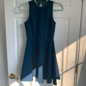 Francesca’s dark teal skater dress